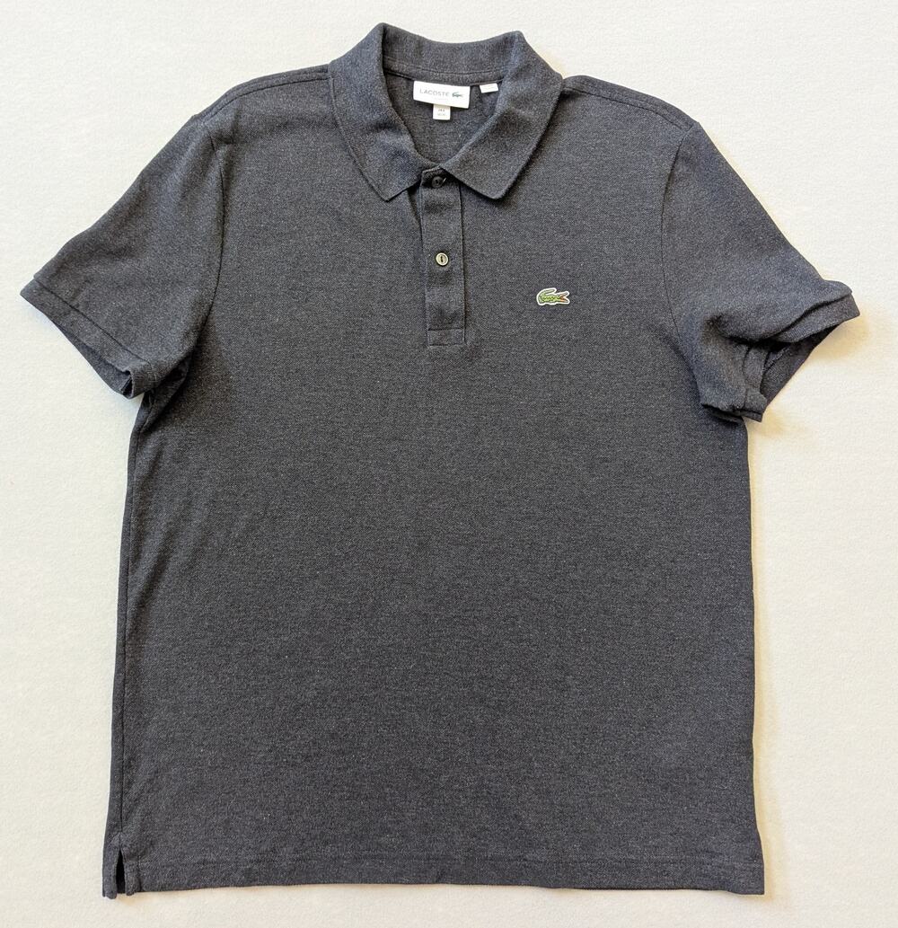 Lacoste Men’s Slim Fit Polo Shirt Dark Heather Grey Size 6 XL Cotton